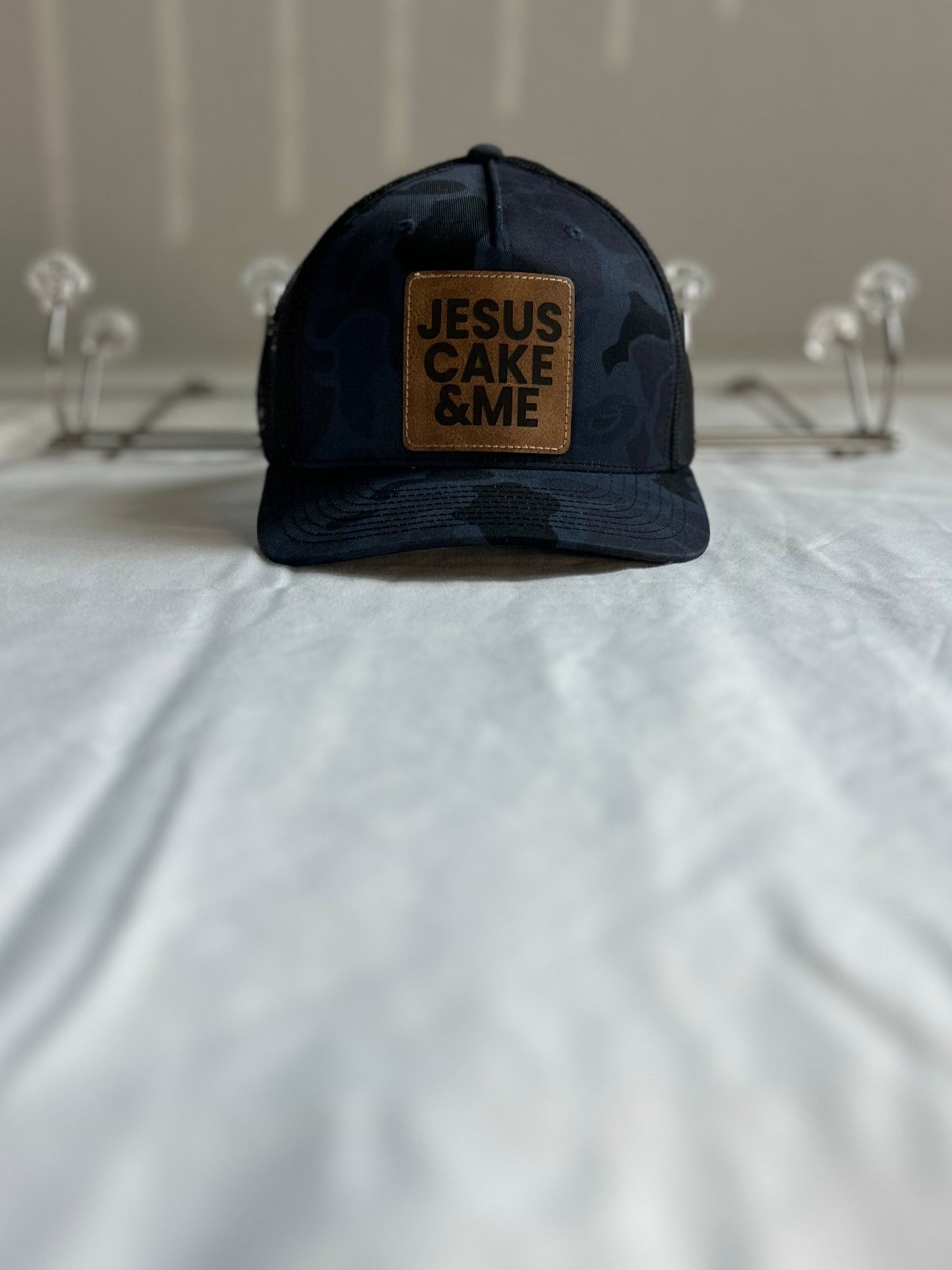 JCM Leatherette Patch on Navy Camo