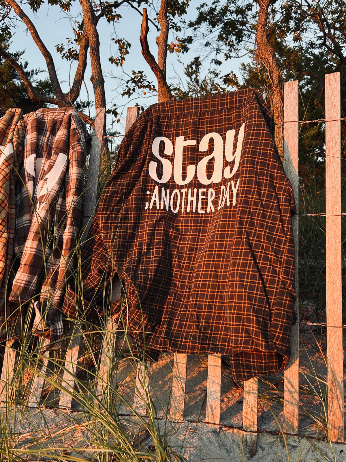 Stay ; ANOTHER DAY Flannel in Forest Green, Dark Navy, & Sunflower Yellow