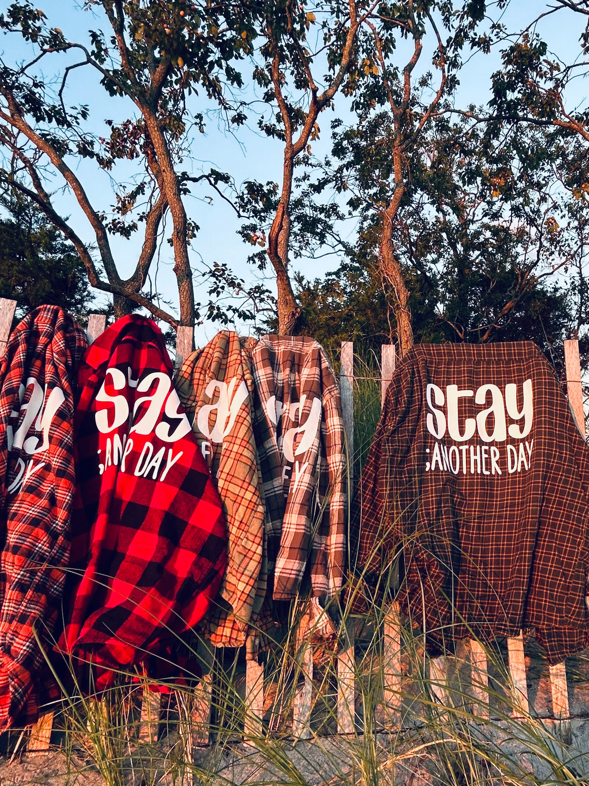 Stay ; ANOTHER DAY Flannel in Forest Green, Dark Navy, & Sunflower Yellow