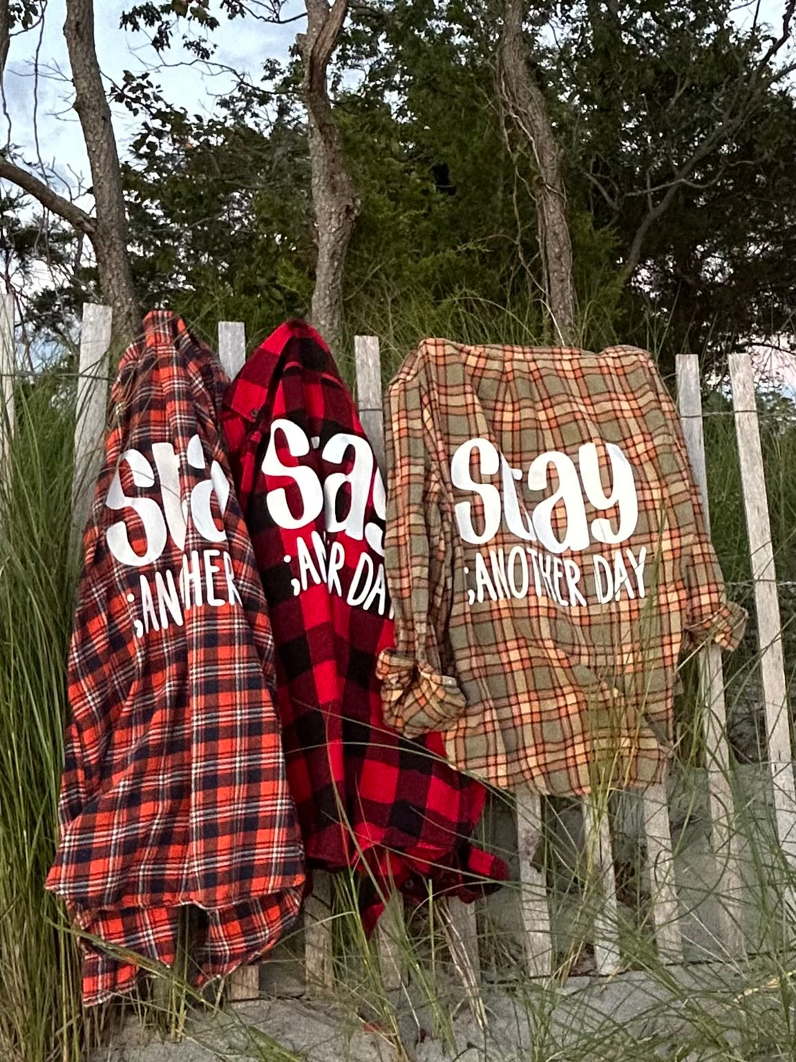 Stay ; ANOTHER DAY Flannel in Sage, Orange, & Charcoal