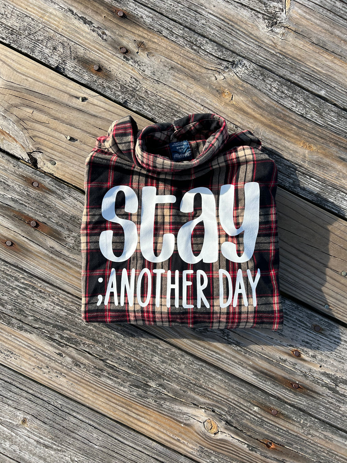 Stay ; ANOTHER DAY Flannel in Charcoal, Beige, and Crimson