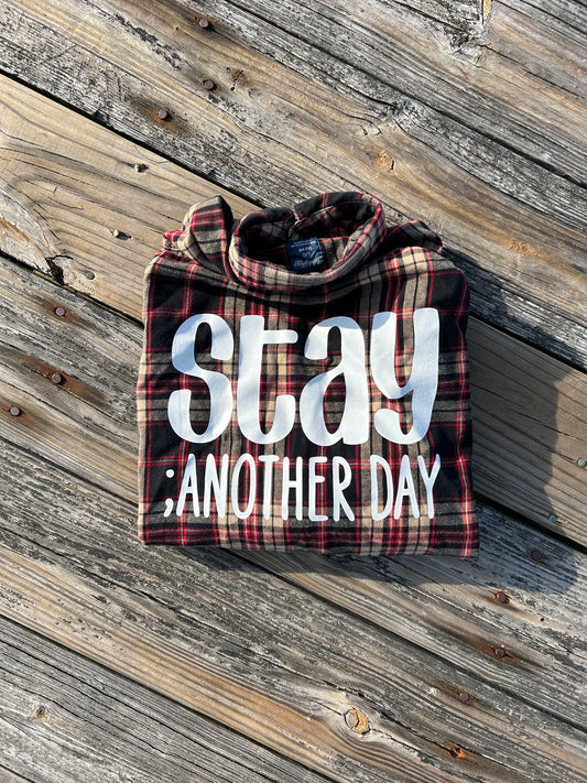 Stay ; ANOTHER DAY Flannel in Charcoal, Beige, and Crimson