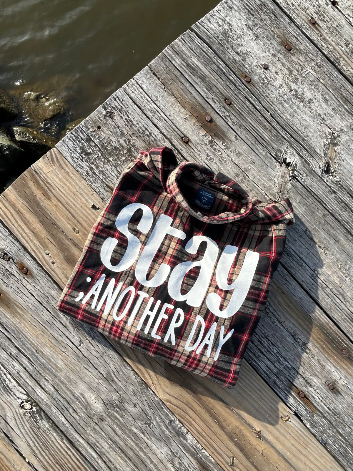 Stay ; ANOTHER DAY Flannel in Charcoal, Beige, and Crimson