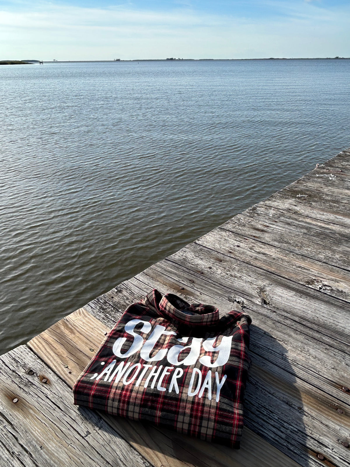 Stay ; ANOTHER DAY Flannel in Charcoal, Beige, and Crimson
