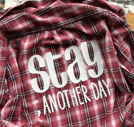 Stay ; ANOTHER DAY flannel in reds